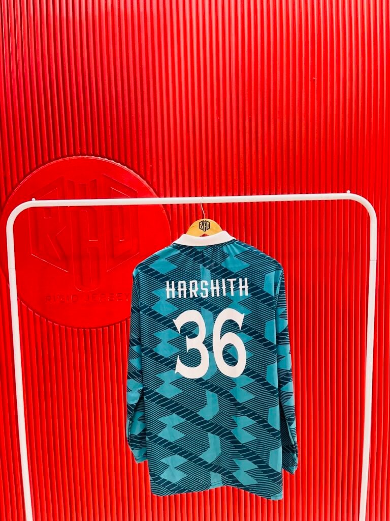 Green full-sleeve jersey with name and number – Rigid Sportswear