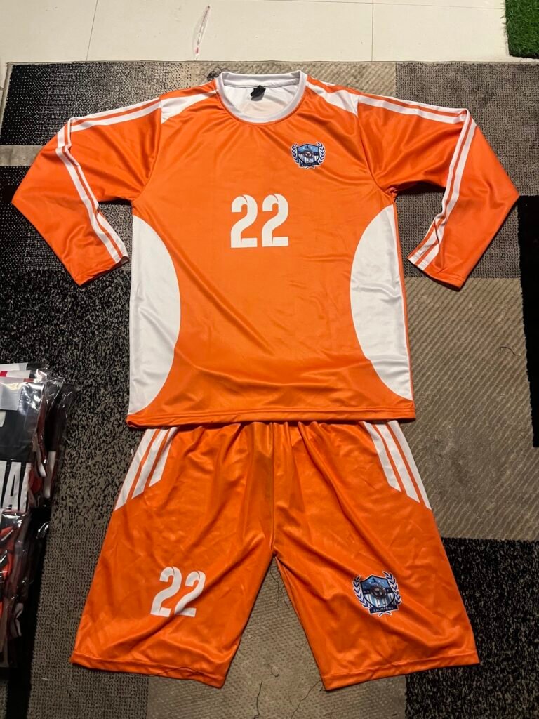 Orange football kit – jersey and shorts – Rigid Sportswear