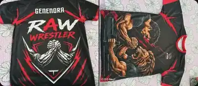 Custom Raw Wrestler jersey received by the customer